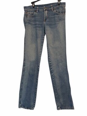 LA MARTINA Jeans Women 32 Straight Leg Rainbow Embroidered Pocket GUC Y2K